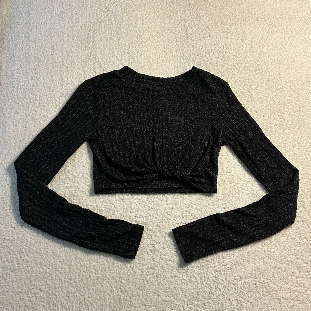 SO Charcoal Ribbed Knit Top